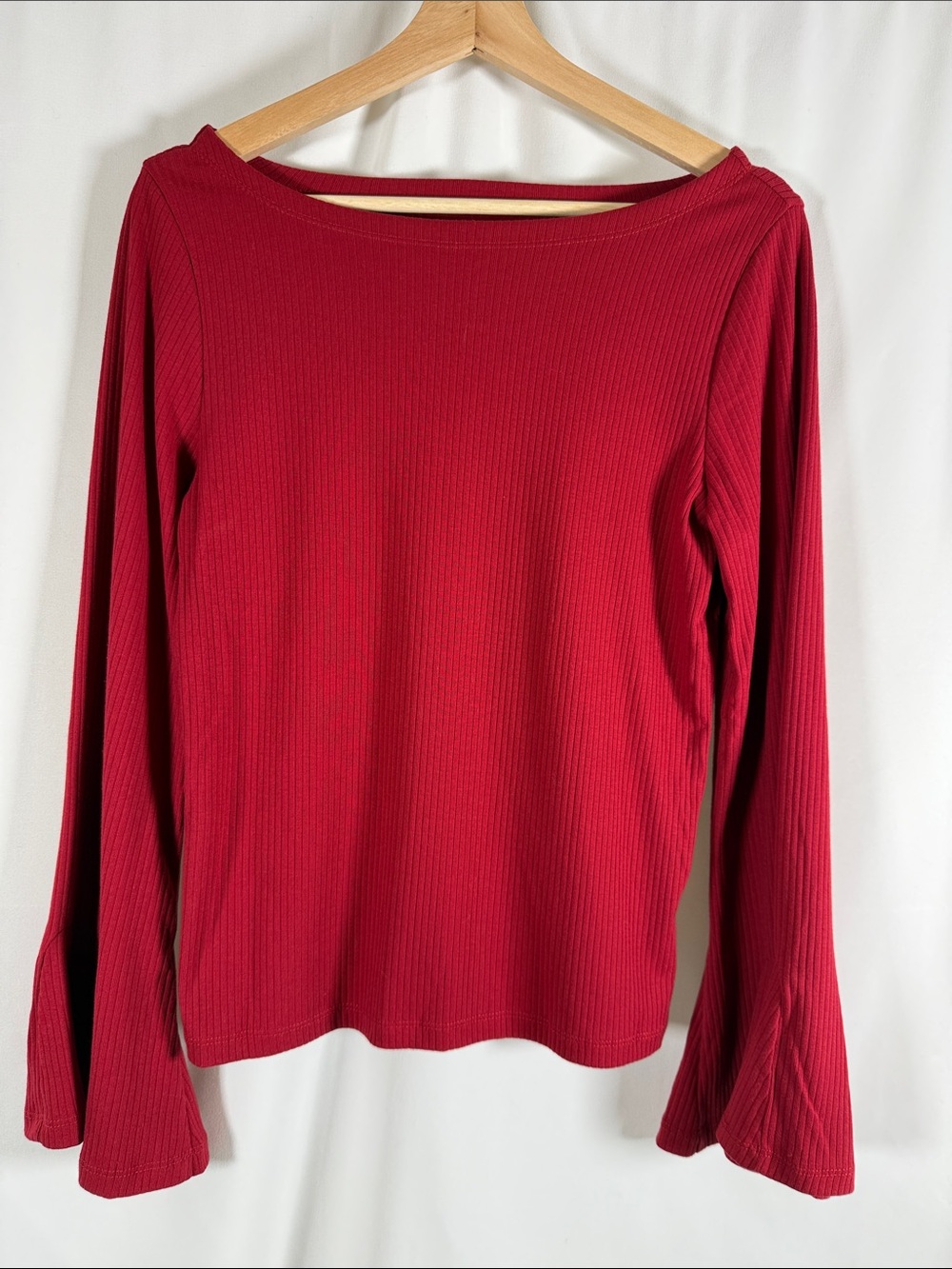 GAP Ribbed Long-Sleeve Top in Deep Red